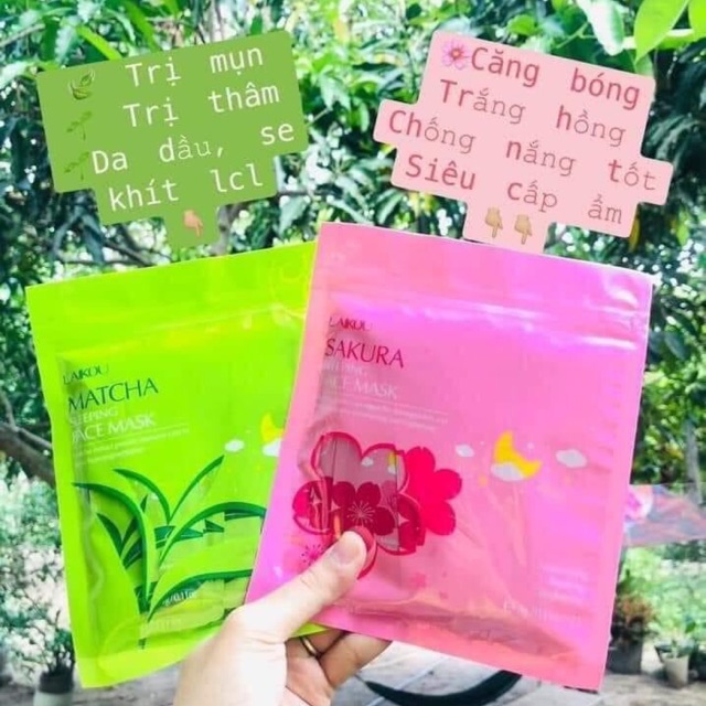 Combo 10 gói Mini Mặt Nạ Ngủ Matcha, Sakura - Laikou