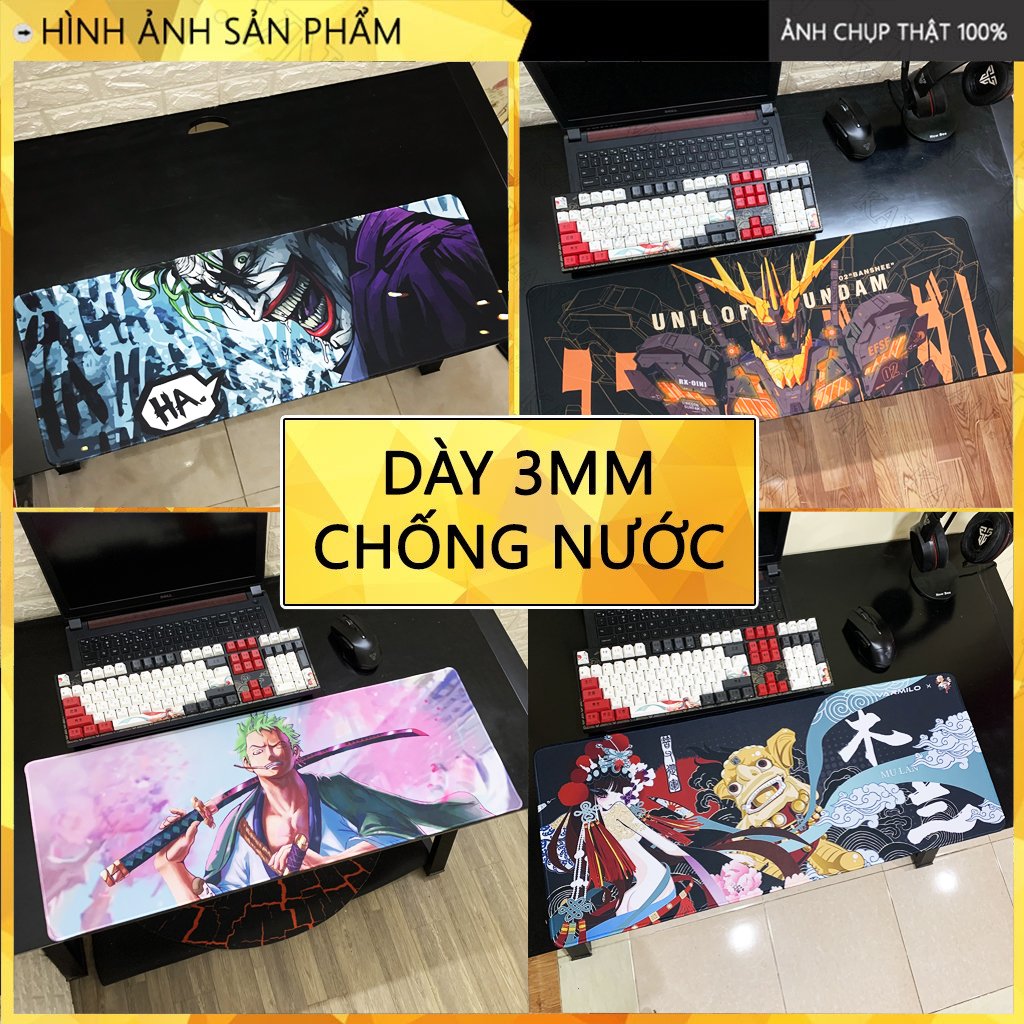 Lót chuột dài 80x30 3mm gaming hoạ tiết hoạt hình, One Piece, DC, Marvel, Zoro, Joker, Hồng - Pad dày, chống nước, giăt được