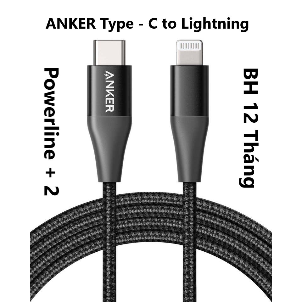 Cáp dù anker type - c to lightning powerline+ 2 - bh 12 tháng