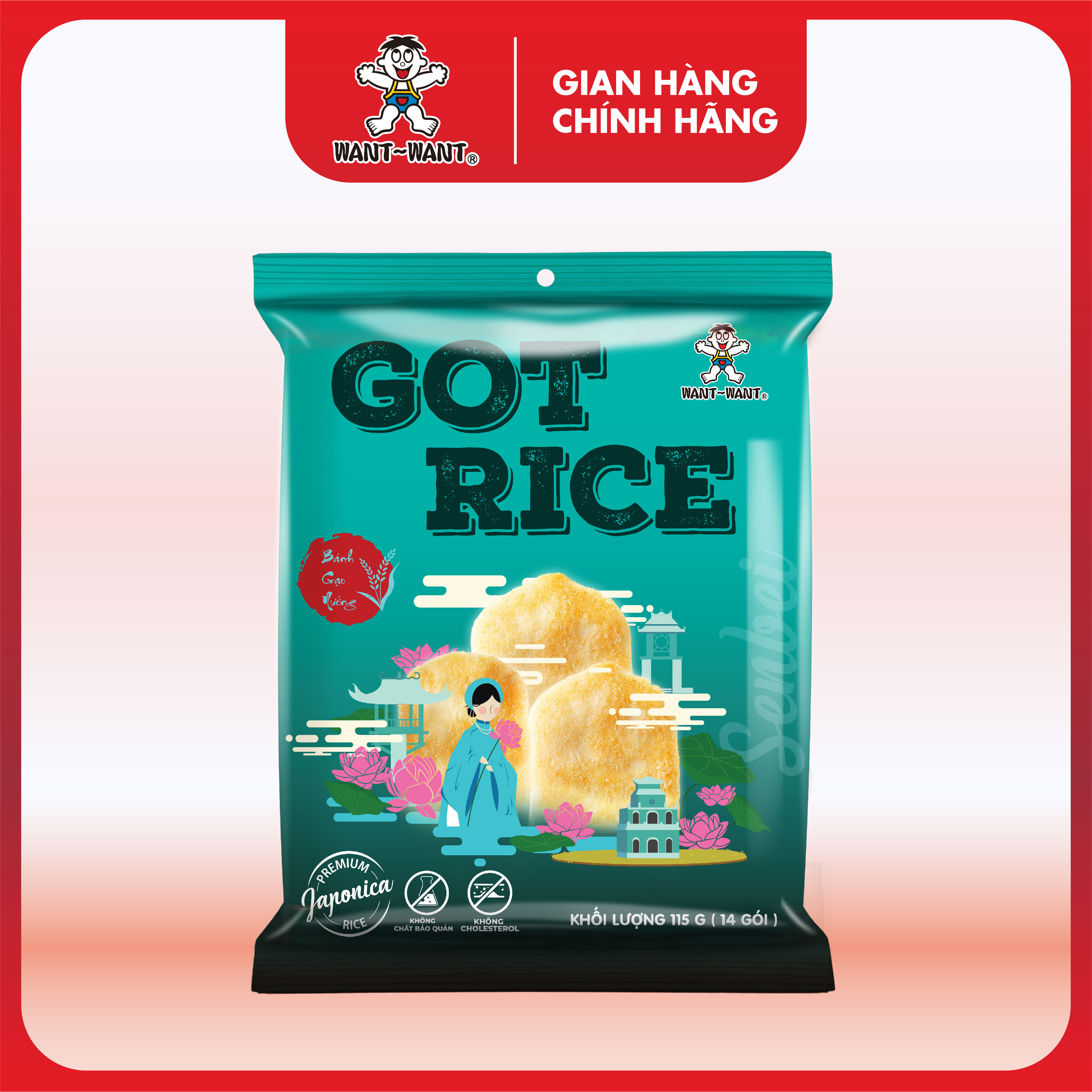  Bánh Gạo Senbei Got Rice Want Want Phiên Bản Mới Vị Nước Tương Kiểu Nhật Gói 115g Giòn Ngon Tiện Lợi 
