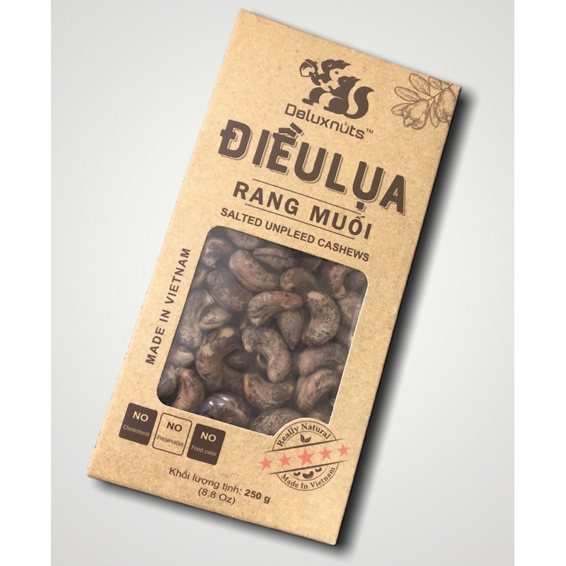 Điều lụa rang muối deluxnuts 250g