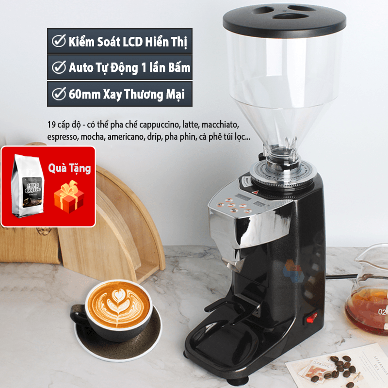 Máy xay cà phê chuyên nghiệp 021 thương mại 19 cấp độ xay mịn, thô tùy ý,cho cafe pha máy espresso, pha phin, cafe drip, giấy lọc... hàng chính hãng