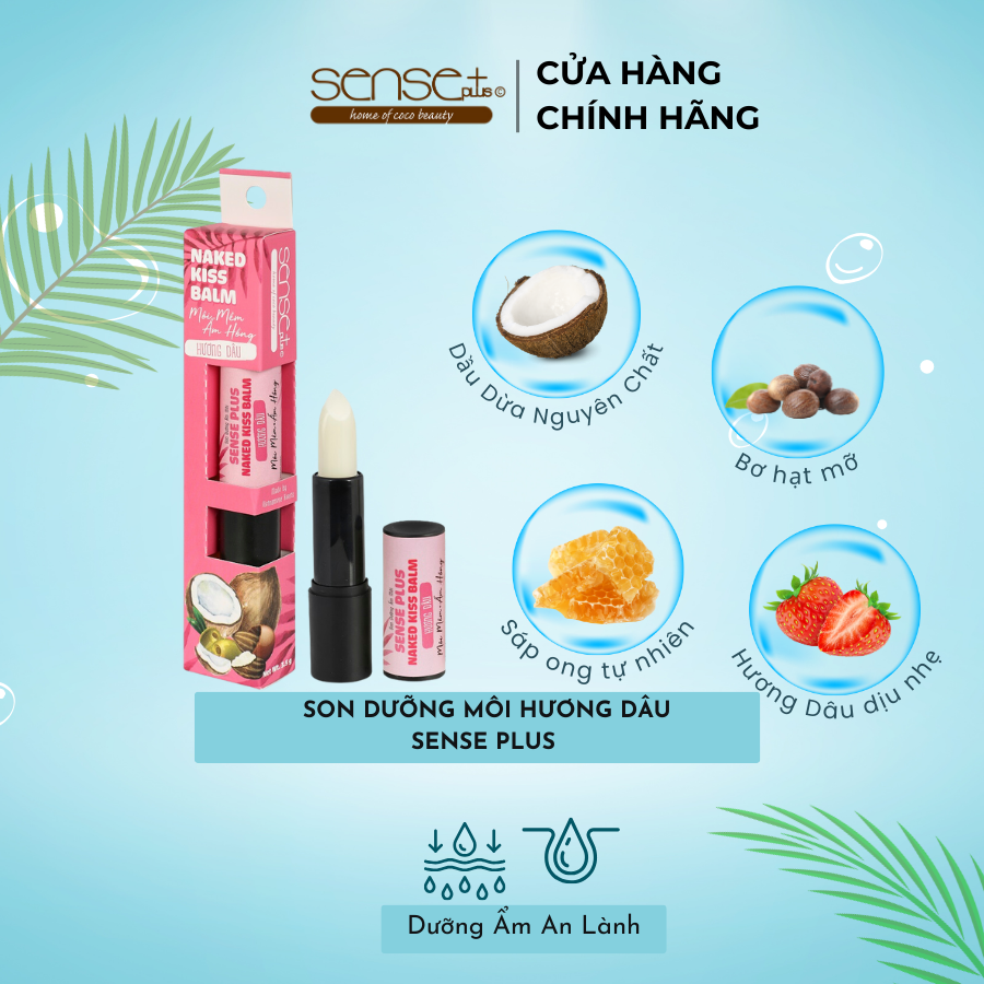 Son dưỡng môi tinh chất dừa hương dâu Sense Plus 3.5g