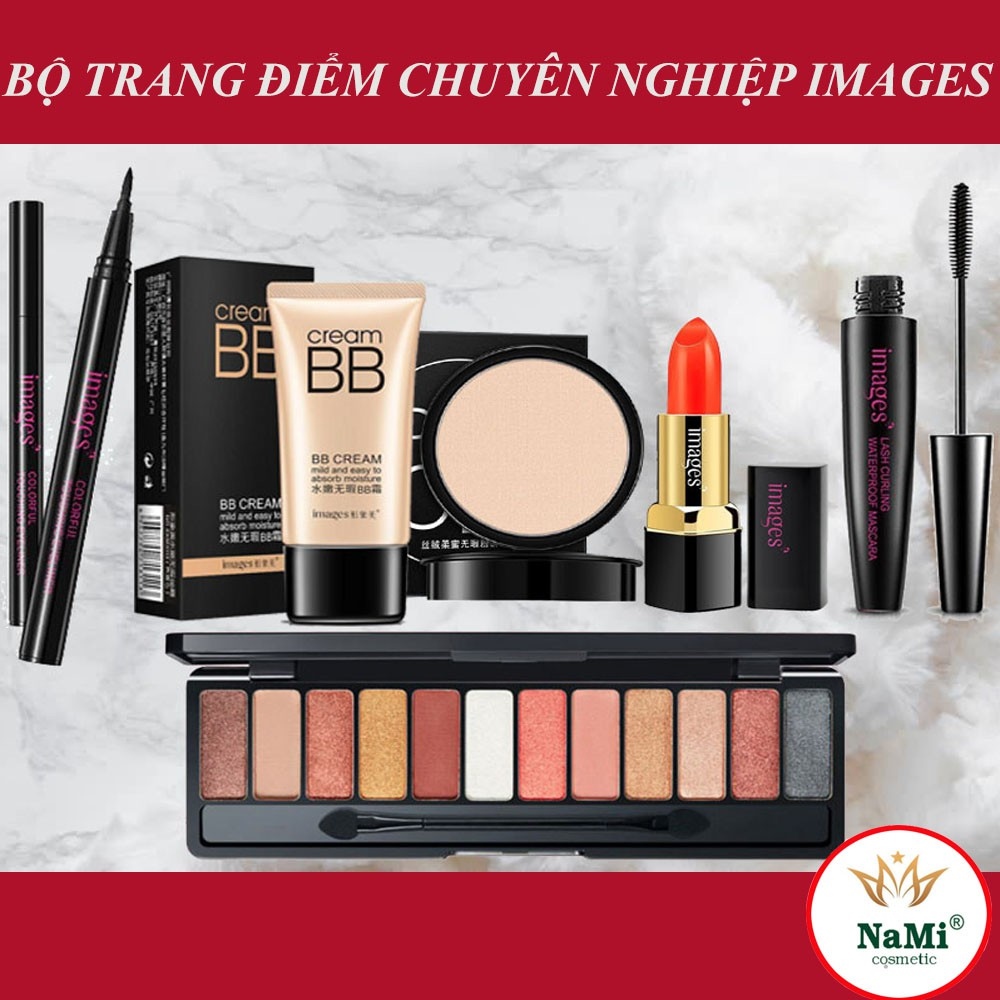 ◑  Combo bộ trang điểm đầy đủ IMAGES gồm 7 bước trang điểm chuyên nghiệp (Kem BB phấn phủ phấn mắt chì mày bút kẻ mắt..