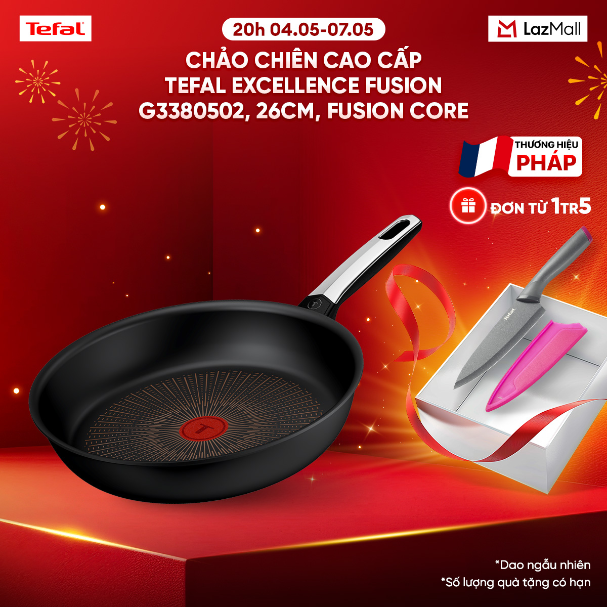 Chảo chiên cao cấp Tefal Excellence Fusion G3380502, 26cm, Fusion Core