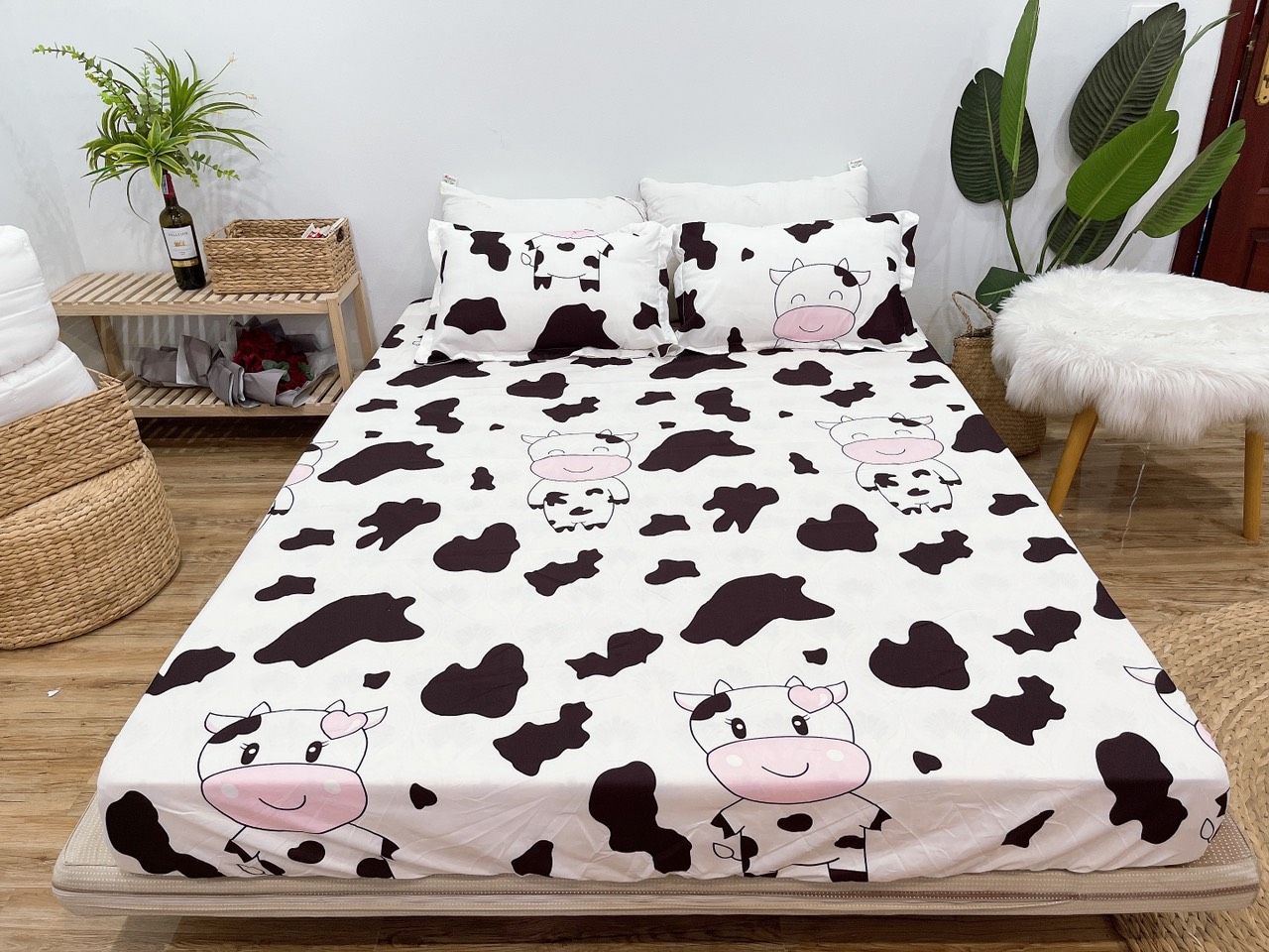 Set ga gối mẫu bò sữa trắng p48