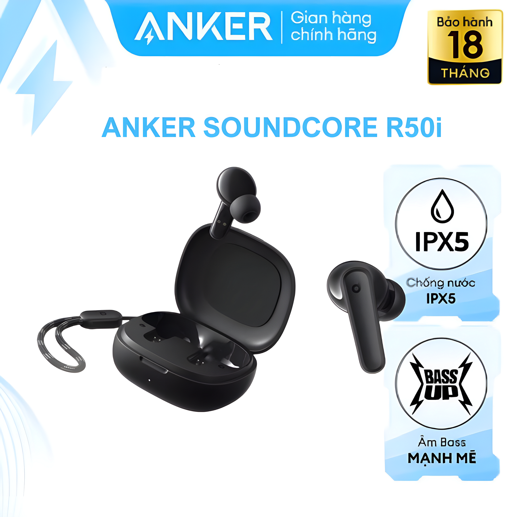 Tai Nghe Anker Chính Hãng - R50i True Wireless Earbuds Earphone - A3949