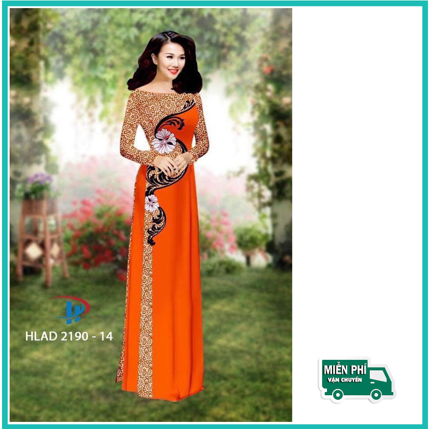 Áo dài truyền thống ( bộ áo dài) kiểu dáng mới,họa tiết 3D siêu sang chảnh, chất mát, co giãn. H2style