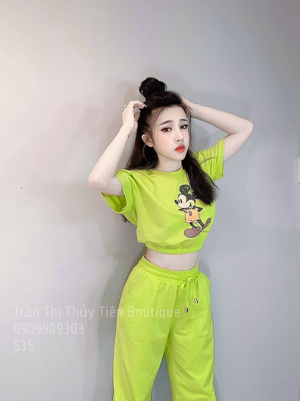 Sét bộ da cá áo croptop quần bo lai cực xinh - mtb
