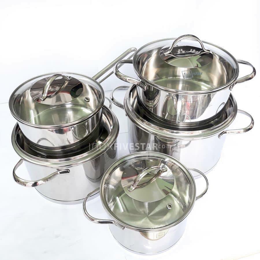 Bộ nồi inox 304 cao cấp fivestar kiểu sillit fs10cg2