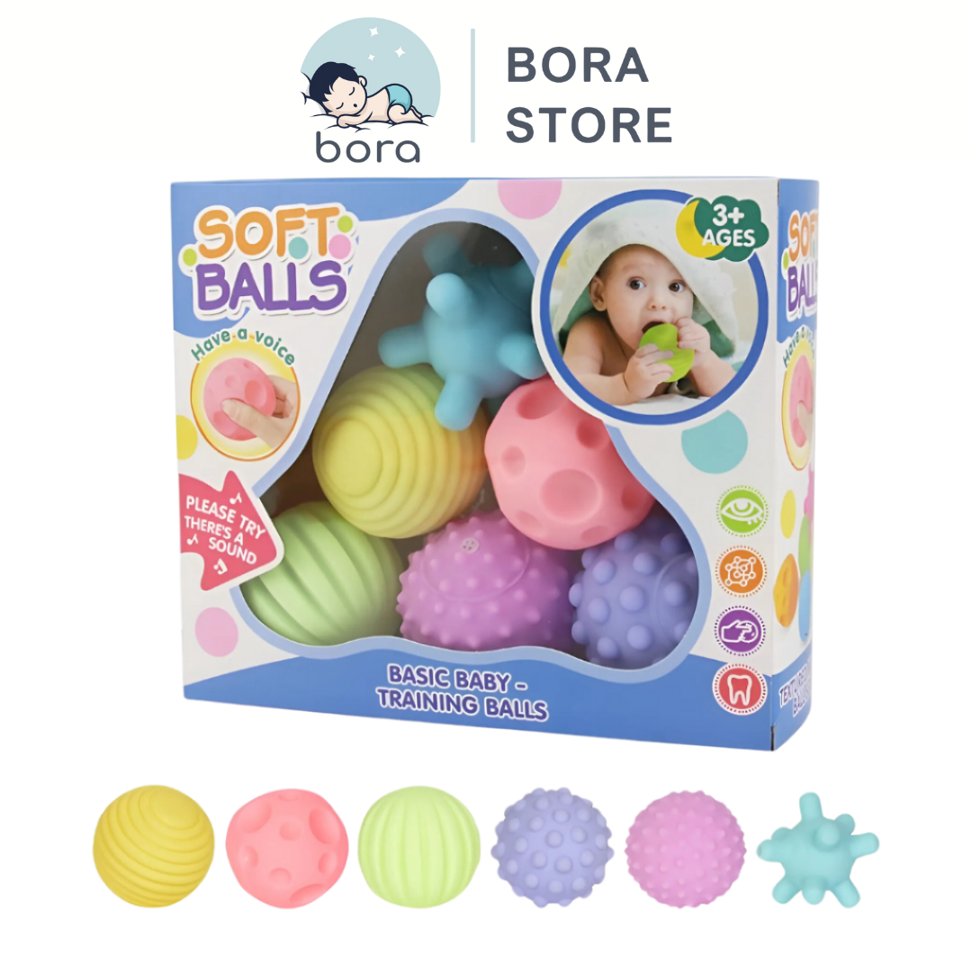 Bóng cho bé chơi, bóng xúc giác giúp phát triển xúc giác, thị giác, thính giác cho bé