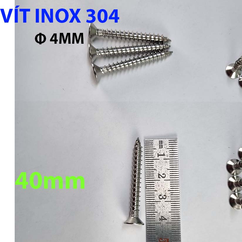 Vít inox 304 -40mm | Ốc vít inox chống gỉ sét - Không hút nam châm