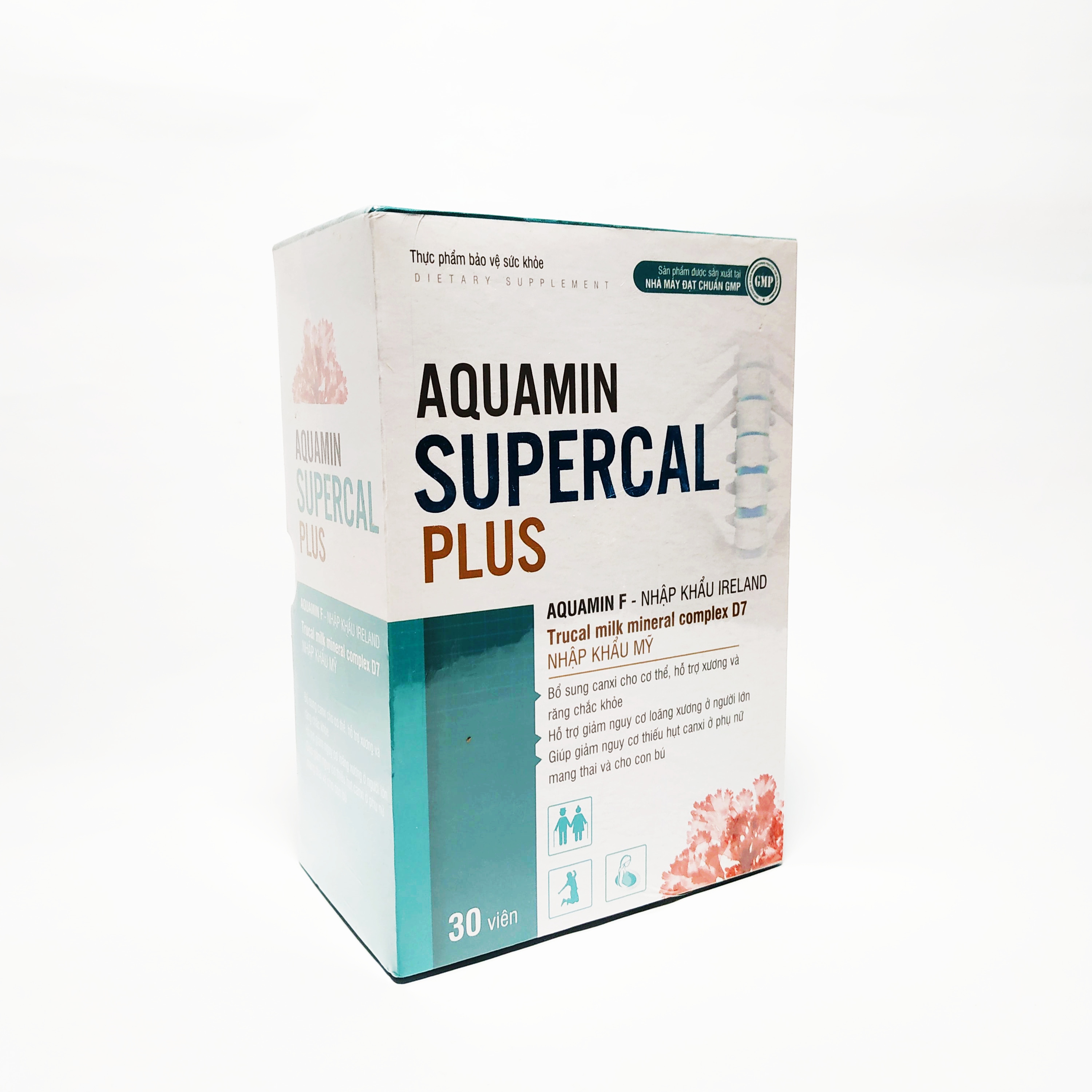 Viên Uống Bổ Sung Canxi Chiết Xuất Từ Tảo Biển Đỏ Aquamin Supercal Plus - Bổ Sung Canxi Nano, Vitamin D3, Vitamin K2 (Mk7) Cho Người Thiếu Hụt Canxi - Lọ 30 Viên