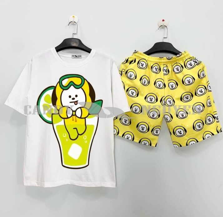 Đồ Bộ Hoạt Hình 3D Cartoon Gấu Trắng Uống Trà Chanh Cute Vải Coton Thoáng Mát Đồ Bộ Mặc Nhà Nam Nữ Đều Mặc Được Đồ Bộ Style Hàn Quốc Hot Trend TTSLB0209