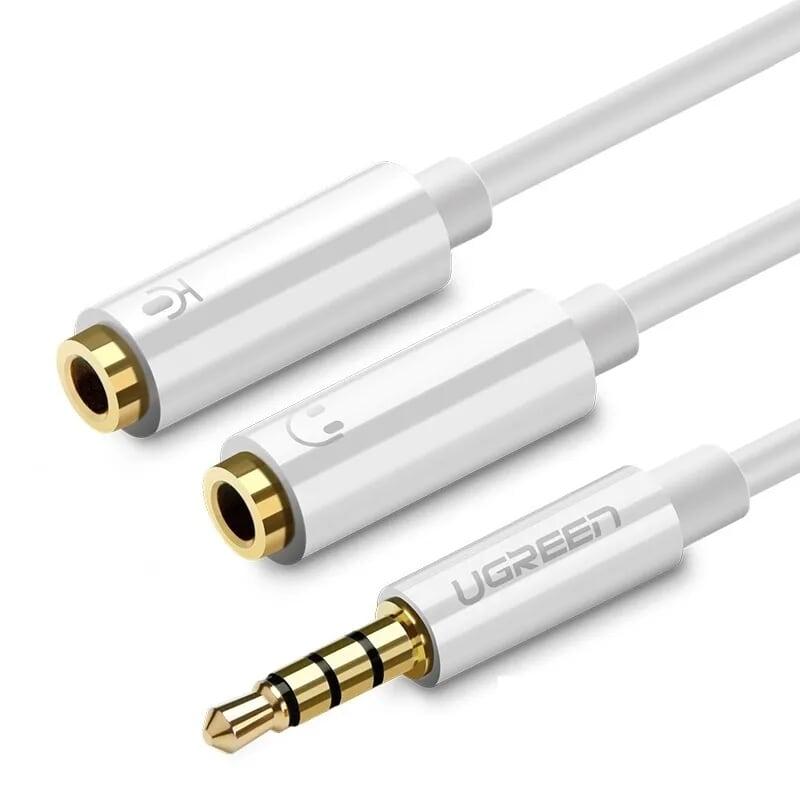 Ugreen 10789 20cm màu trắng dây chuyển âm thanh 3.5mm dương sang jack mic + loa âm av141