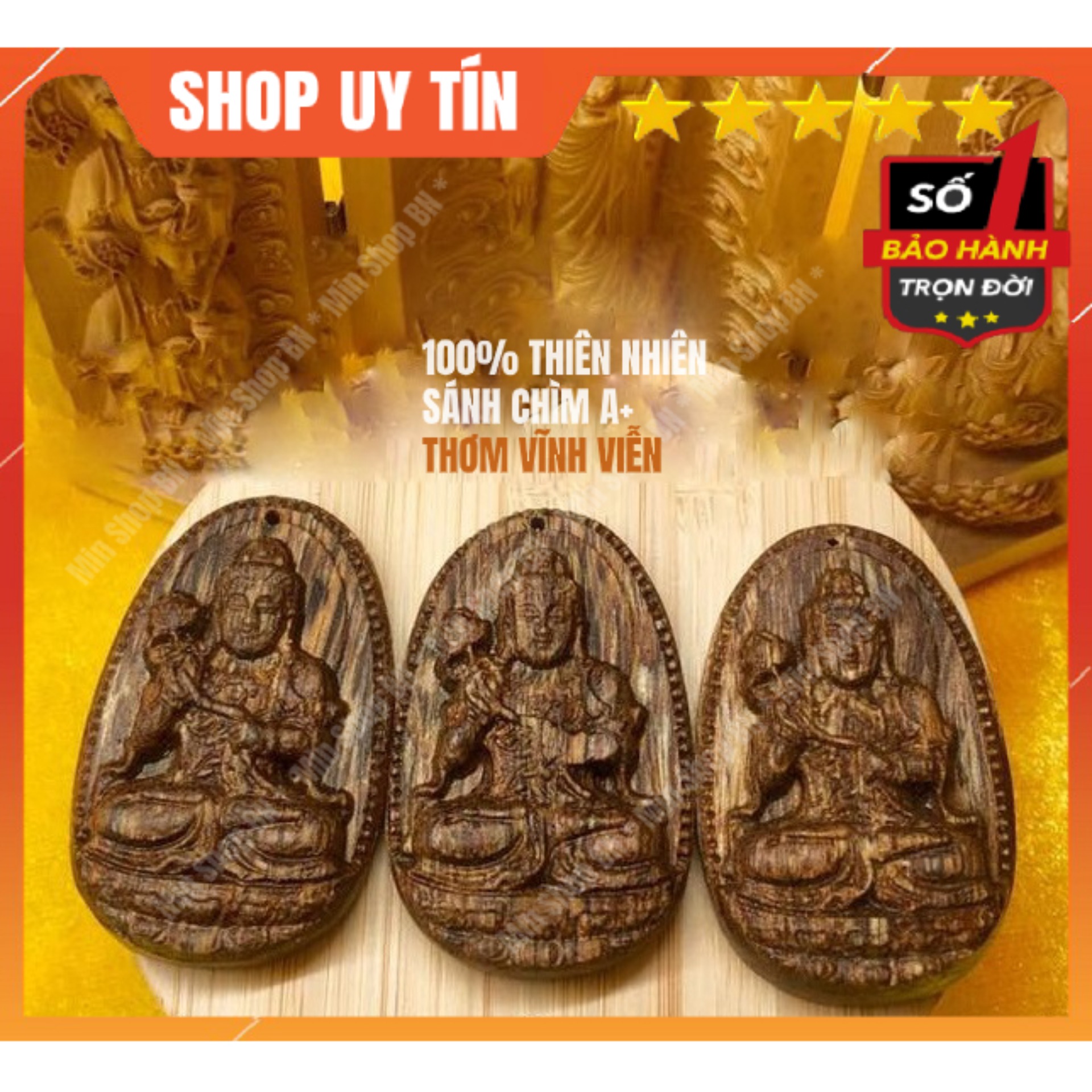 Mặt dây chuyền trầm hương sánh chìm Phật Bản Mệnh thơm vĩnh viễn,