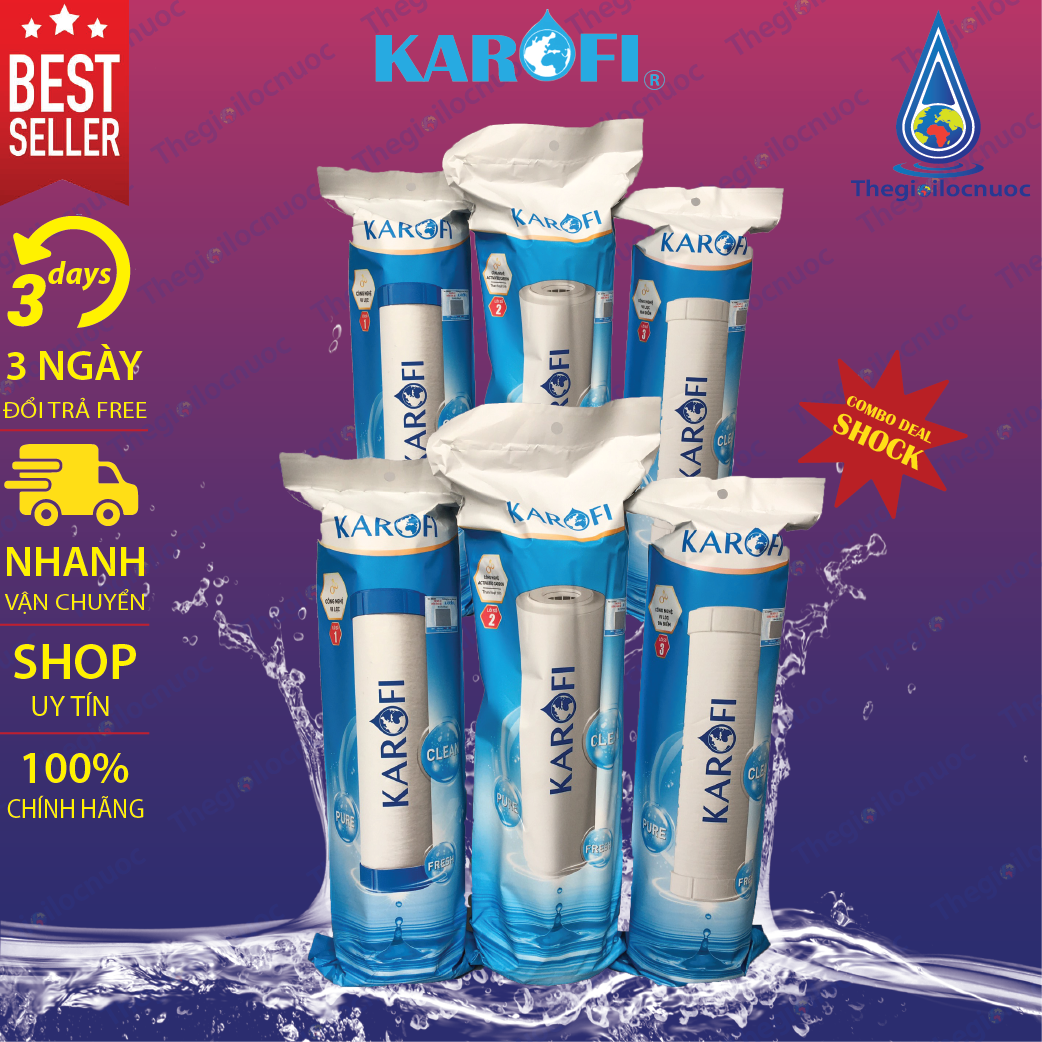 2 bộ 3 lõi lọc nước karofi 123