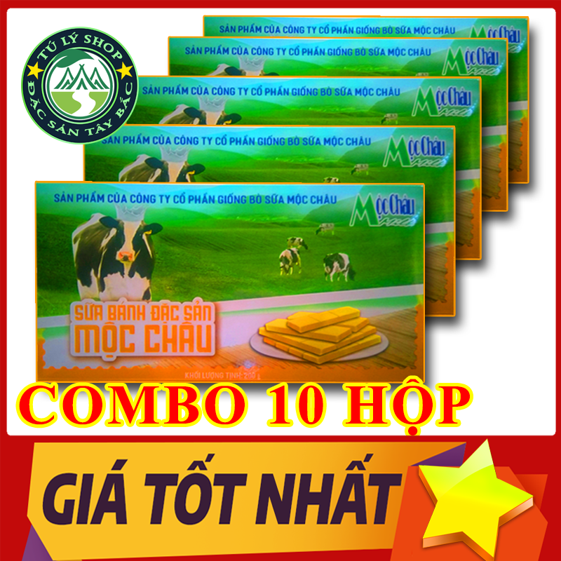 Combo 10 hộp bánh sữa vàng mộc châu 200g