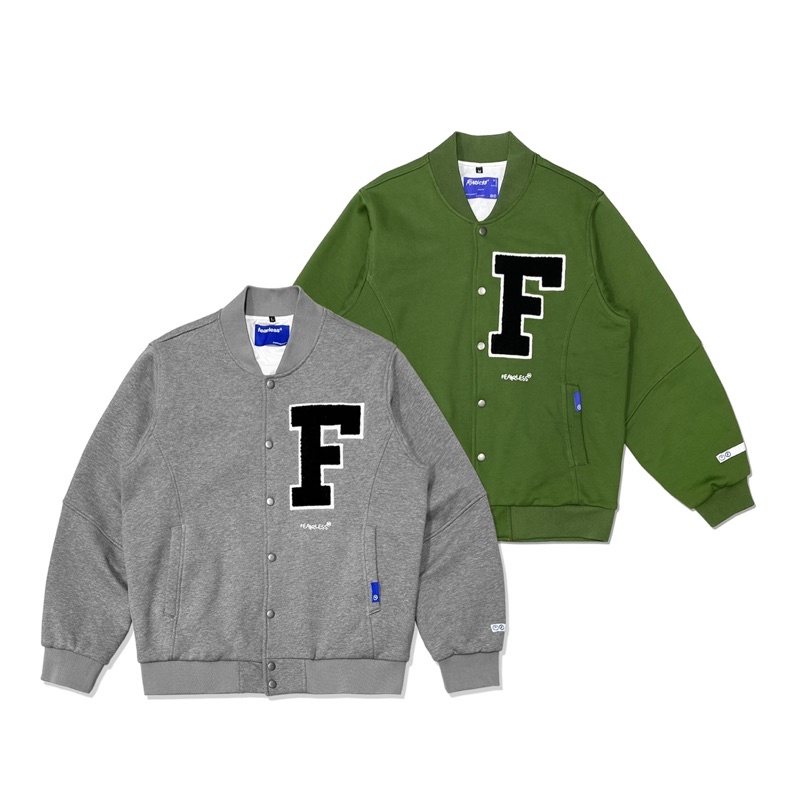 Áo khoác varsity jacket fearless f logo nỉ bông