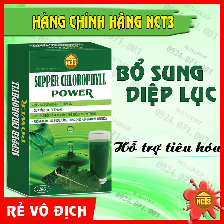 [Freeship + giảm 5% khi mua 2]( Rẻ vô địch ) Bột diệp lục supper chlorophyll (120g) [ sản phẩm công ty nct3 ], hỗ trợ cho gười bị thiếu chất xơ từ diệp lục và rau xanh, tiêu hóa kém, hấp thụ kém
