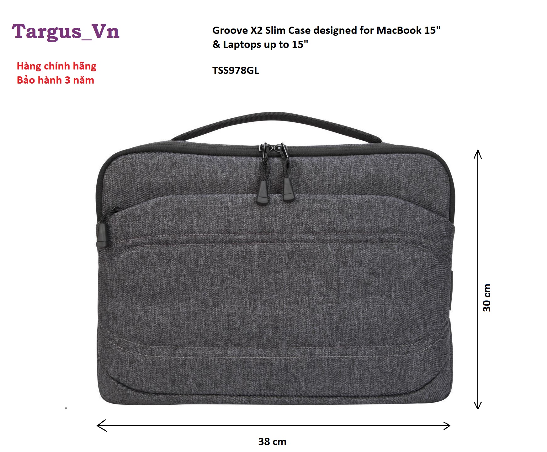 Targus- túi laptop groove x2 - vải chống thấm nước- tss979gl.70- hàng chính hãng- màu xám than 13"