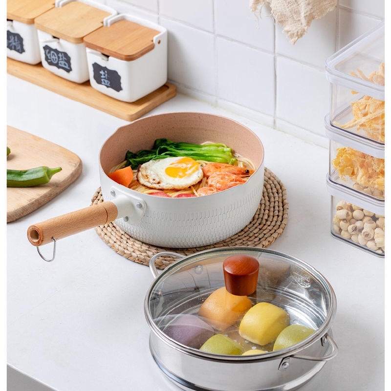 Chảo / nồi / quánh phủ ceramic sâu lòng đa năng 18cm
