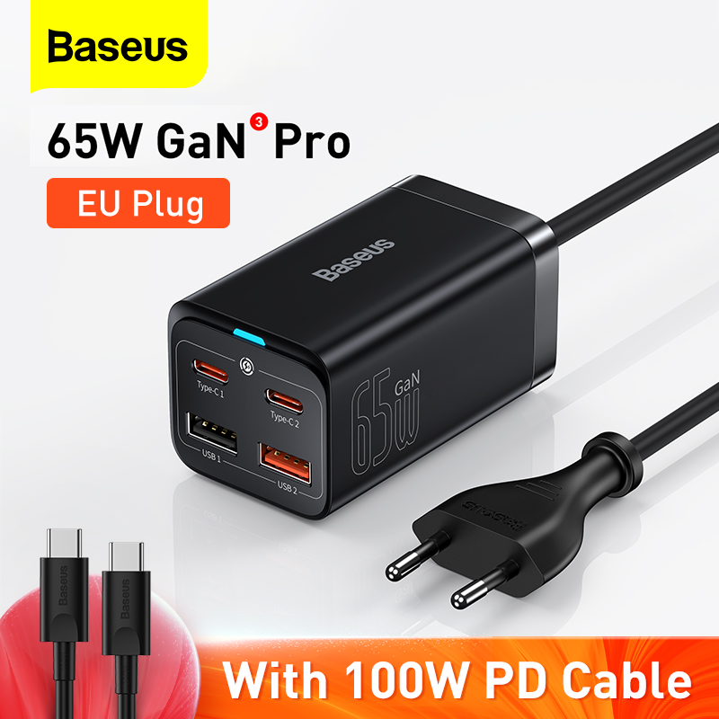 【MỚI】 Bộ sạc GaN Baseus 100W 65W Bộ sạc nhanh USB 4 cổng PD PPS Loại C cho iPhone 14 13,12, iPad Pro, MacBook Pro / Air, Galaxy, Pixel, Máy tính xách tay và hơn thế nữa