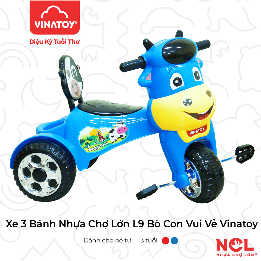 [GIAO NHANH 2H] Xe 3 Bánh Trẻ Em Nhựa Chợ Lớn L9 Bò Con Vui Vẻ Dành Cho Bé Từ 2 - 4 Tuổi - M1797-X3B