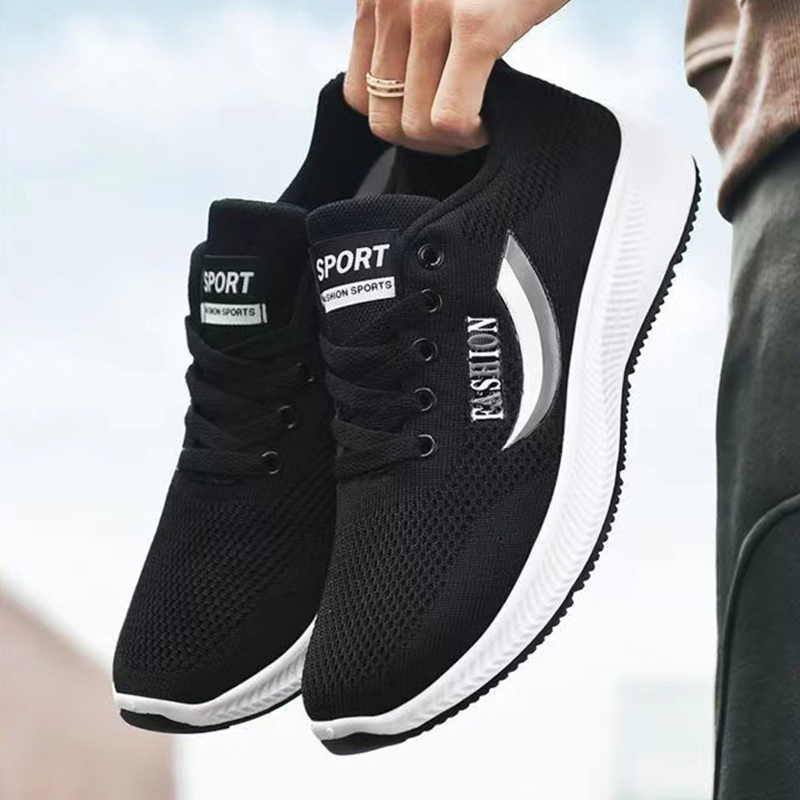 TENDER STORE Giày thể thao nam đế dày chống mòn đế cao su kiểu nối 2 màu, giày thể thao thời trang phong cách Hàn Quốc, giày chạy bộ lưới nam