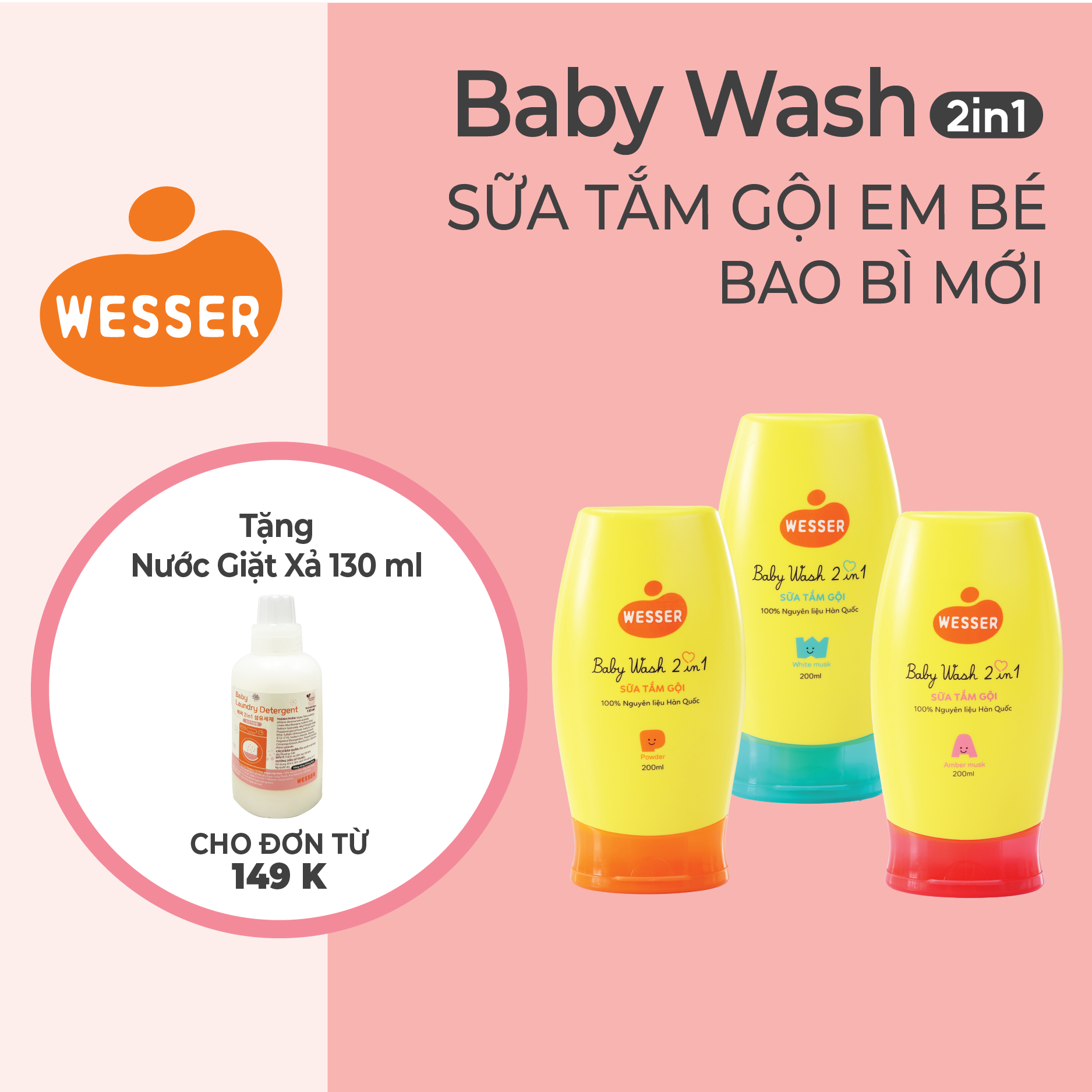 Sữa tắm gội wesser 2 in 1 200ml