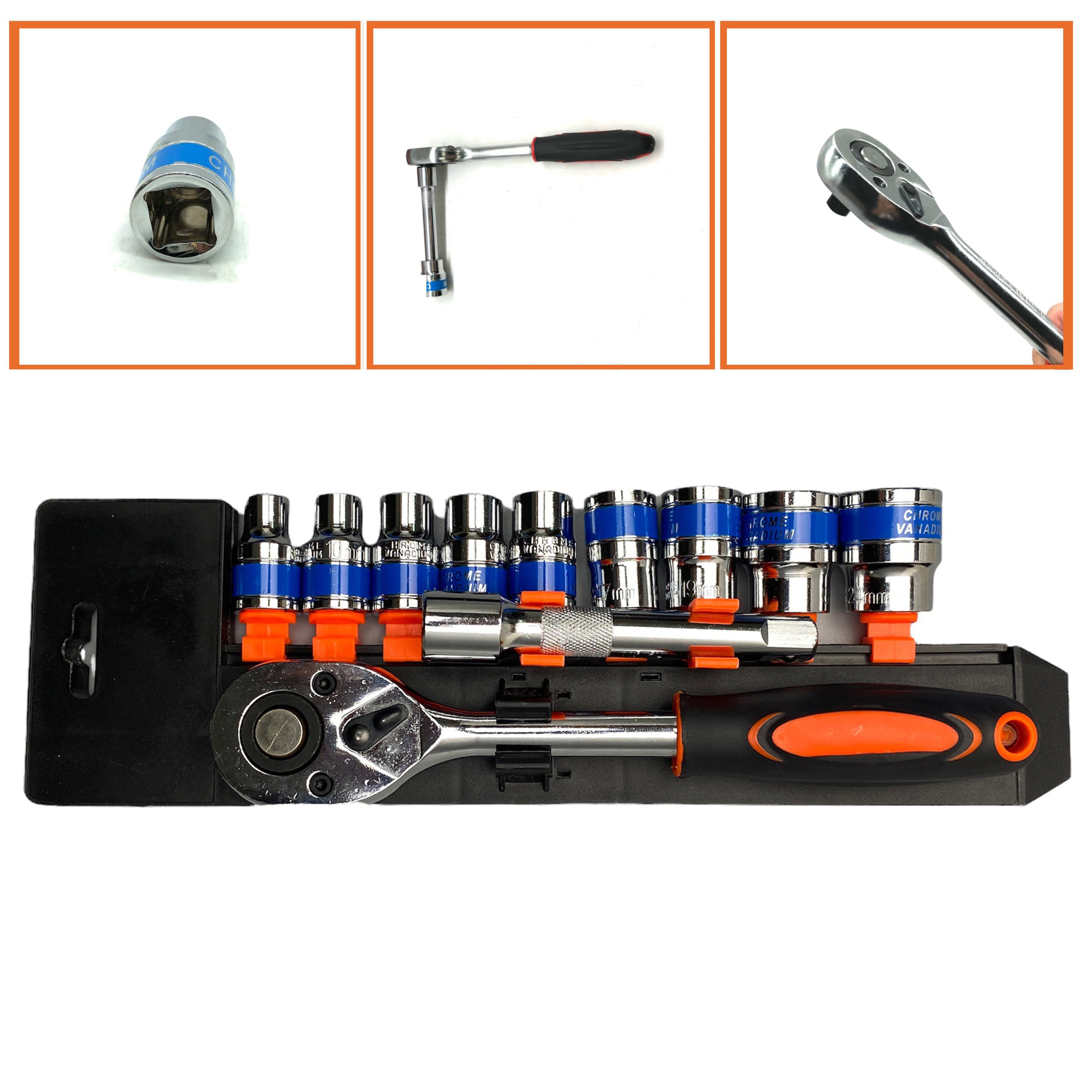 Bộ khẩu tay vặn ốc tự động đa năng TAT tool 12 chi tiết-Bộ khẩu tay vặn ốc tự động đa năng TAT Tool