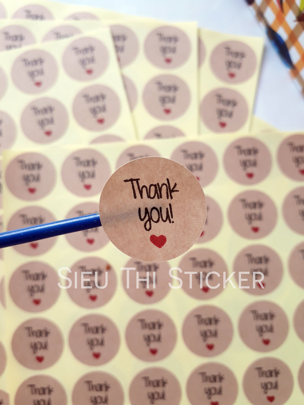 TEM NHÃN DÁN GIẤY KRAFT CHỮ THANK YOU DÁN QUÀ TẶNG, HỘP QUÀ, HỘP BÁNH KẸO, ĐỒ HANDMADE.