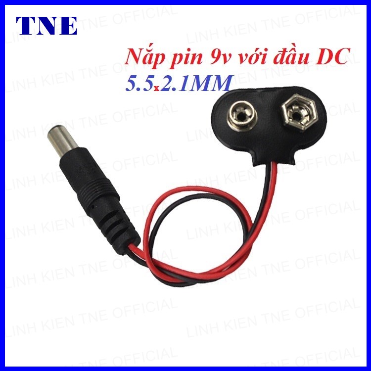 [HCM]Nắp pin 9v với đầu DC 5.5  2.1MM