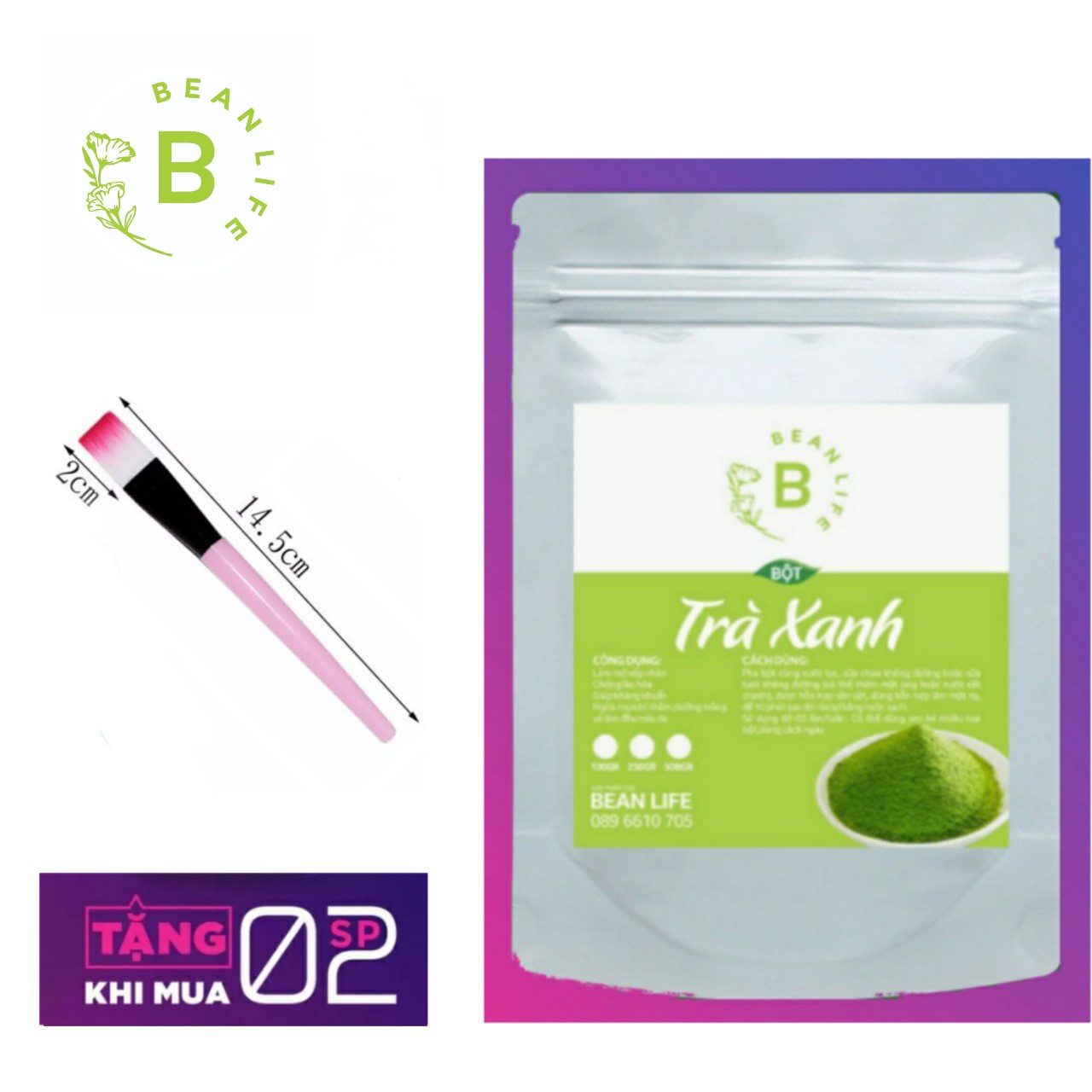 [HCM]Bột trà xanh handmade 100 gram giúp trắng da dưỡng ẩm mờ thâm nám trị mụnchống lão hóa