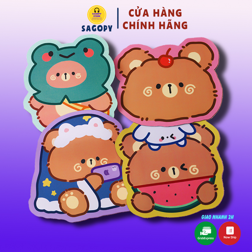 Miếng lót chuột vuông gaming hoạt hình cute cao su cỡ lớn kích thước 22cm, tấm pad chuột máy tính, đế bàn lót chuột rẻ Sagopy