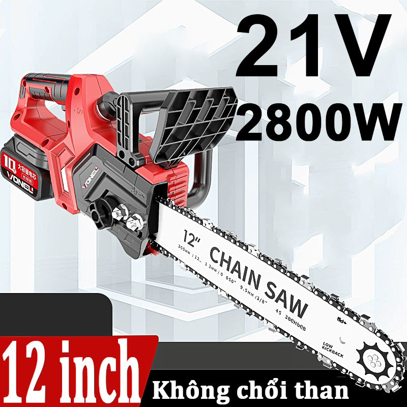 cưa xích chạy pin 21v 2800w,máy cưa pin cầm tay 12 inch,máy cưa xích dùng pin,máy cua xich pin,Không chổi than,dùng pin Makita chân phổ thông 4cm