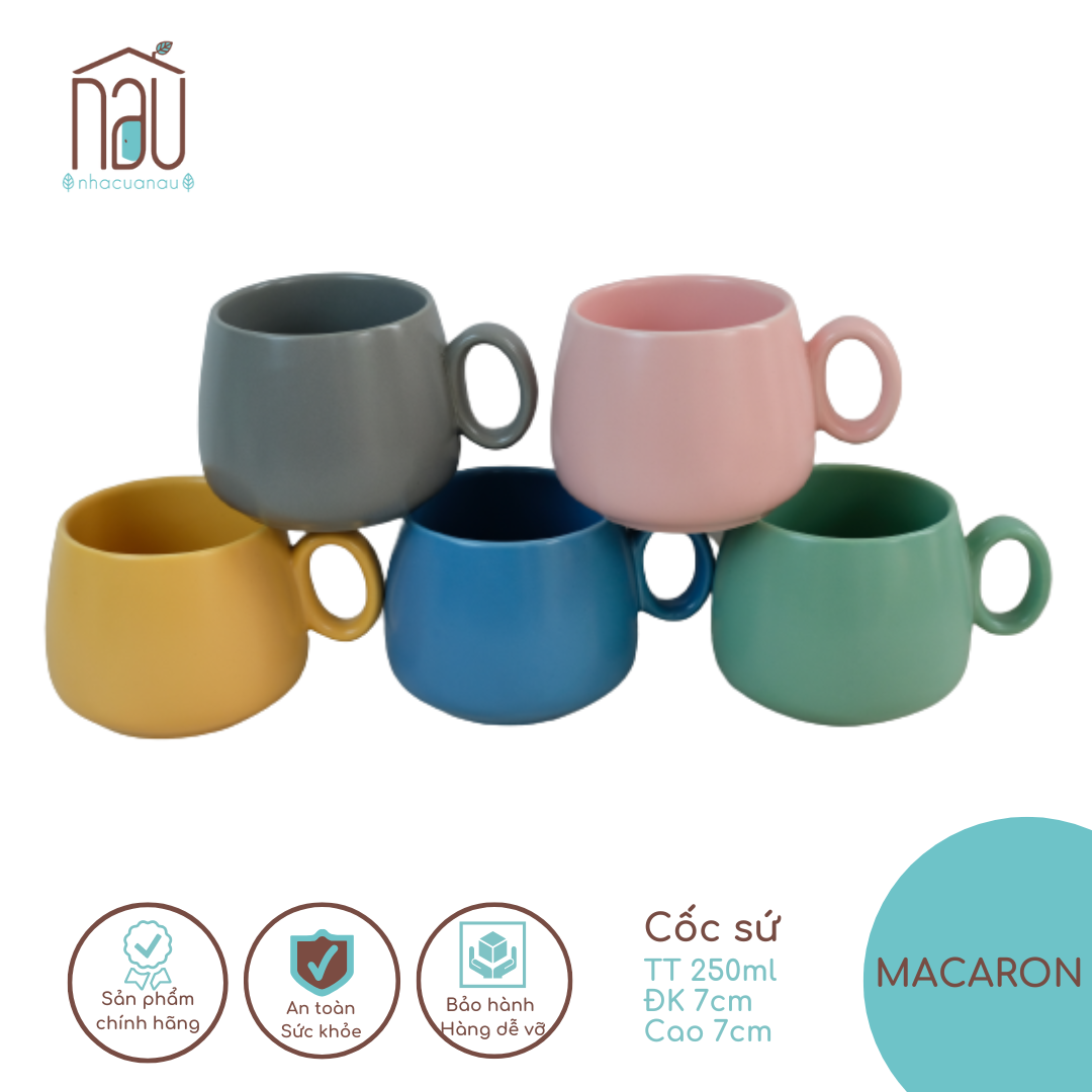 [CÓ SẴN] Cốc tách Macaron 250ml men mát phù hợp uống trà, cafe set quà tặng tân gia, decor trang trí chụp ảnh,...