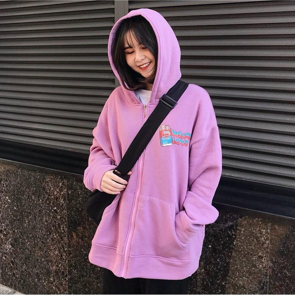 [HCM][FREESHIP TOÀN QUỐC] áo khoácáo khoác nữ áo khoác hoodie nữ chất thun nỉ mềm mịn from rộng in love