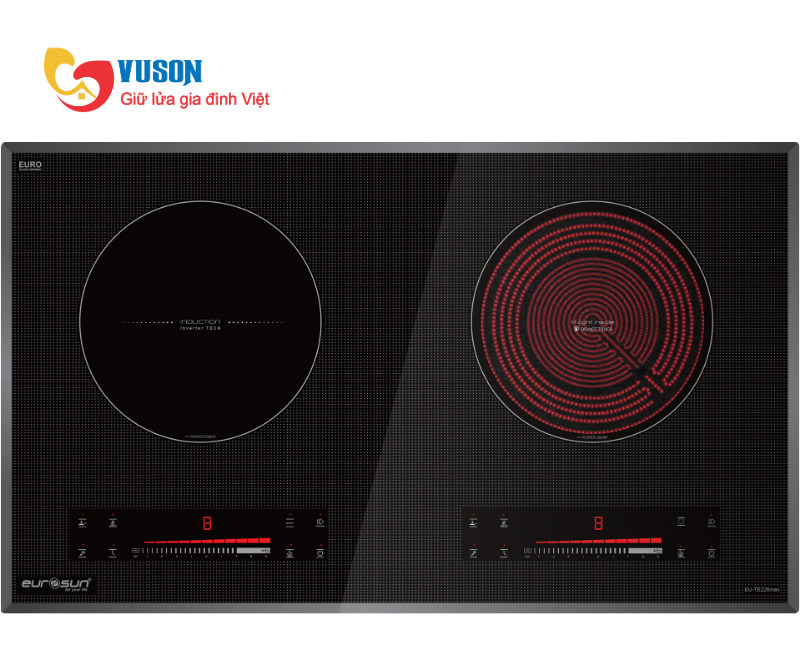 Bếp điện từ đôi Eurosun EU-TE226MAX - Kích thước 735x430mm, Công suất 3500W