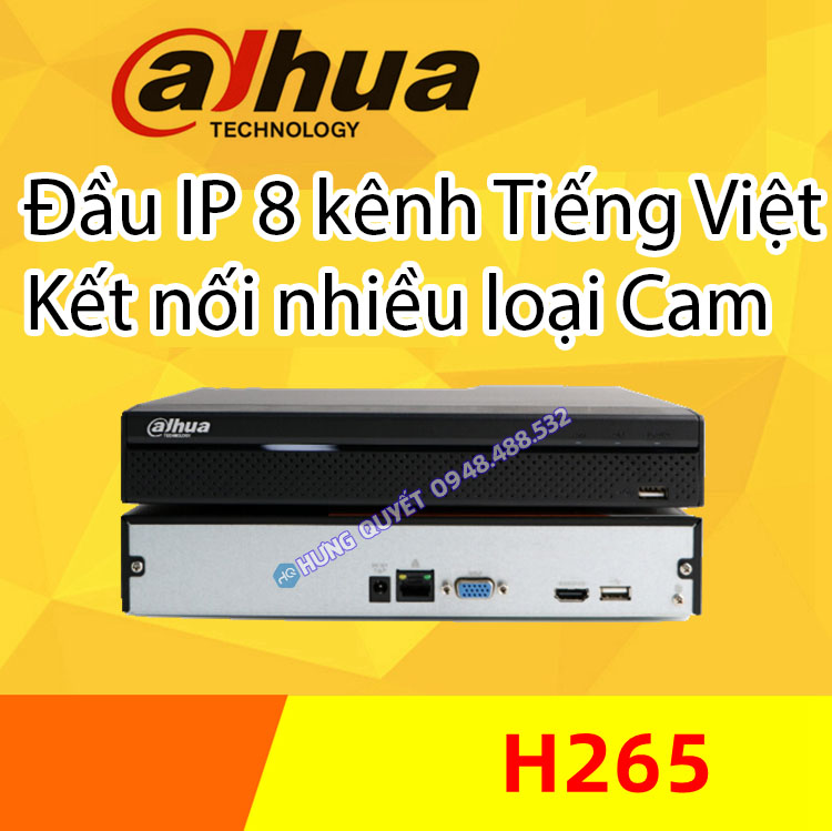 Đầu ghi hình 8 kênh IP Dahua 2108 4K Hàng nội địa tiếng việt tên miền DSS
