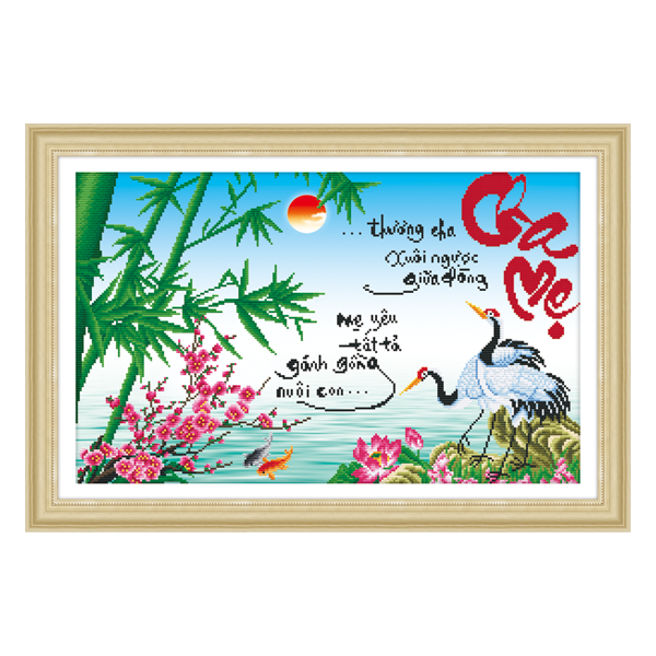 TRANH THÊU CHA MẸ 51403 Kích thước 70x47cm CHƯA THÊU