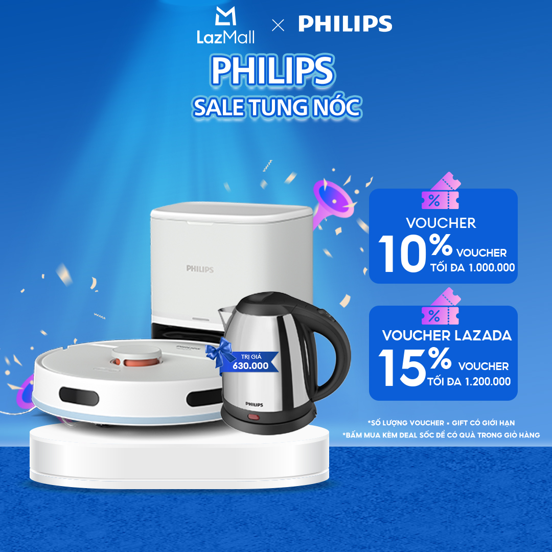 [SALE HÈ TẶNG NỒI CƠM] Robot hút và lau, tự đổ rác Philips XU2100/25​ điều hướng laser 360 độ - Hàng Chính Hãng