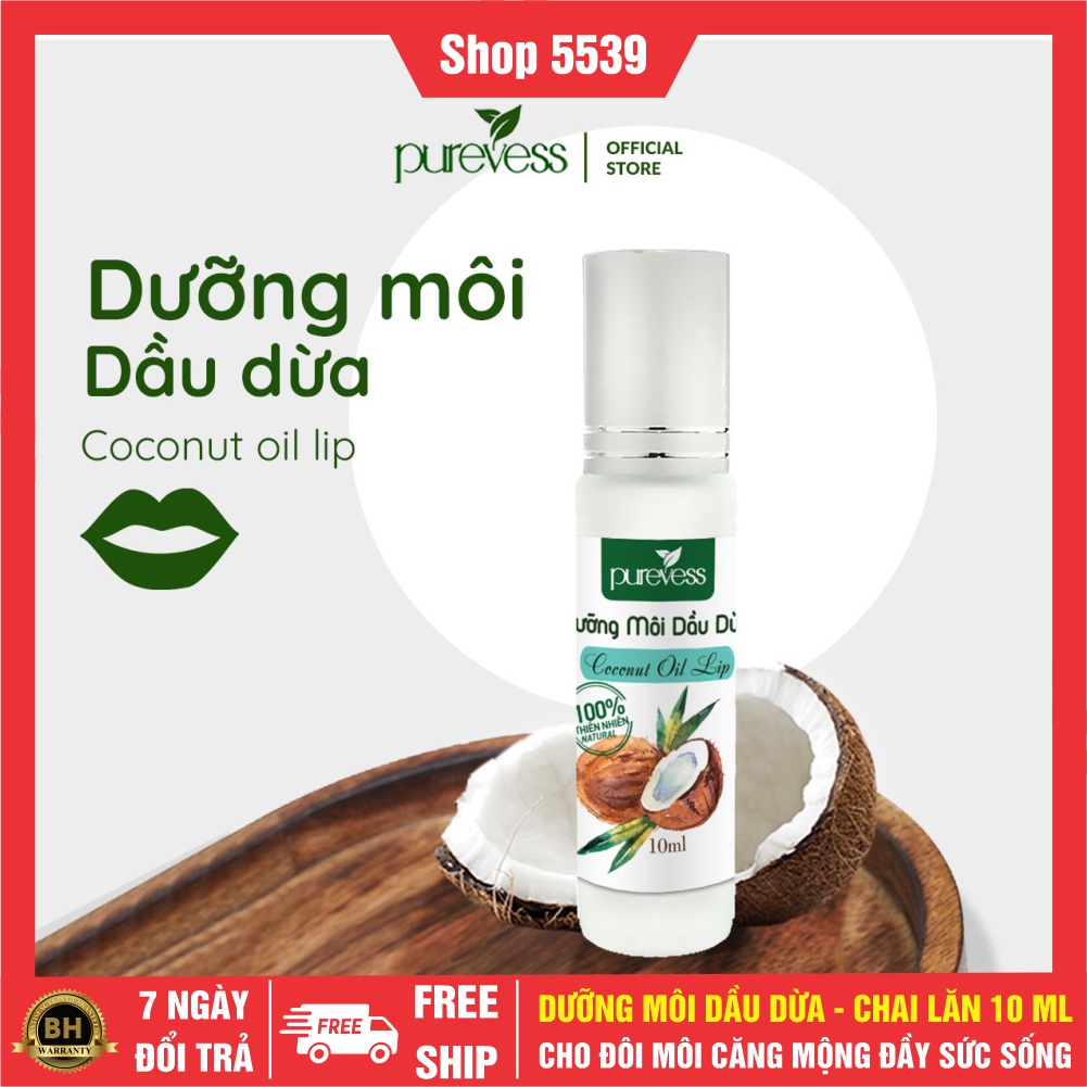 Dầu dừa dưỡng môi dạng lăn dung tích 10ml dưỡng môi dầu dừa nguyên chất giúp môi căng mộng có video hướng dẫn – Shop 5539