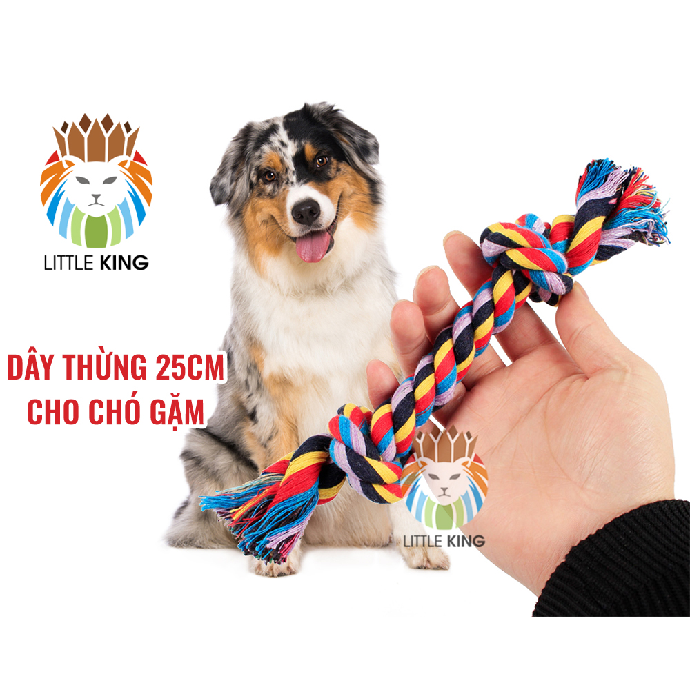 Đồ chơi dây thừng bện 25cm cho chó gặm làm sạch răng, giảm stress Little King pet shop
