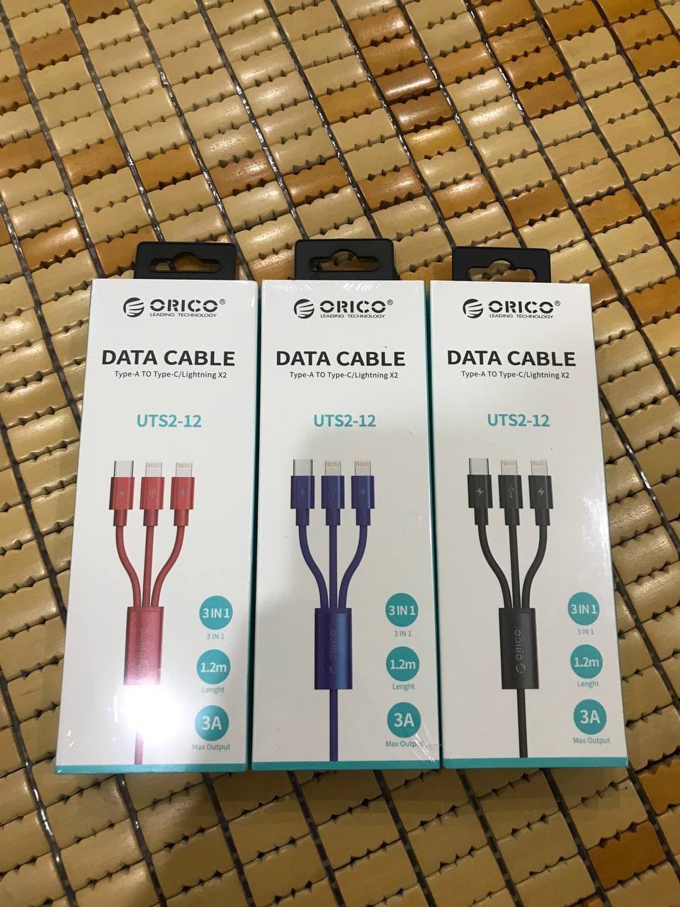 Dây cáp sạc nhanh orico uts 2 3 trong 1 chuẩn kết nối 2 c và 1 lightning