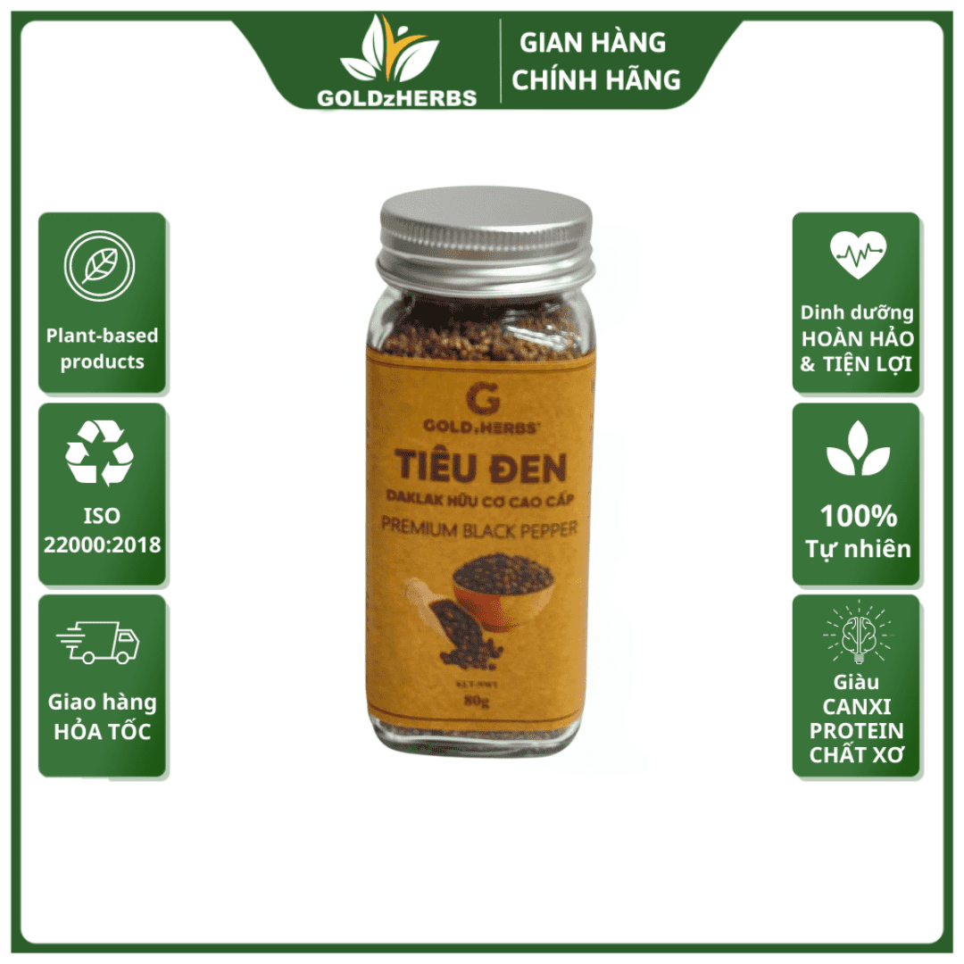 Bột Tiêu đen hữu cơ GoldzHerbs 50g