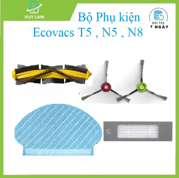 Bộ phụ kiện khăn-chổi xoắn-hepa-chổi ven cho Robot Ecovacs T5 ,N5 N8...