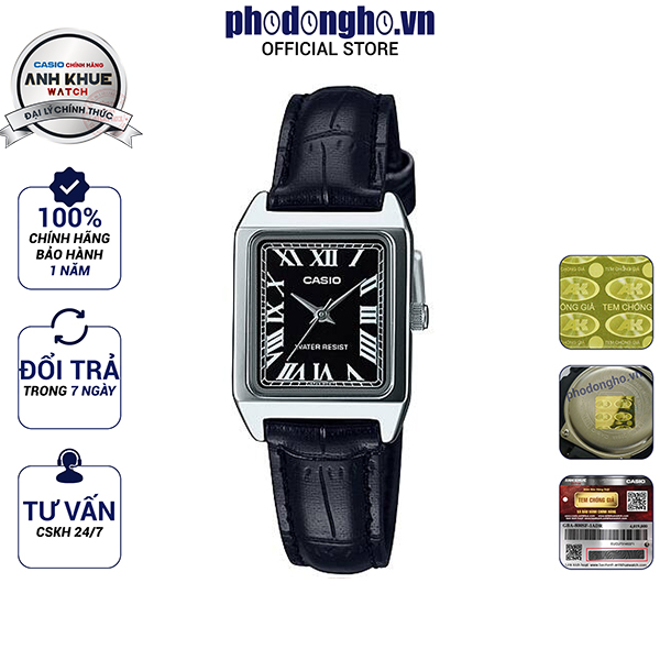 Đồng hồ nữ dây da casio anh khuê ltp-v007l-1budf