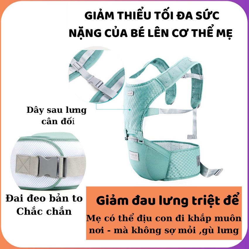 Địu em bé Aingtree 6 tư thế chống gù cao cấp lưới siêu thoáng khí địu đeo vai địu ngồi đa năng cho bé từ 0-36 tháng