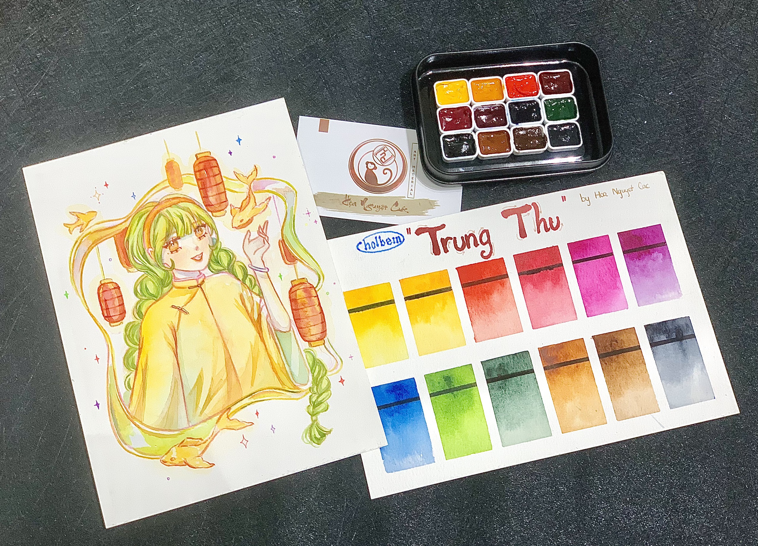 Pocket màu nước ''trung thu'' 12 màu 1ml